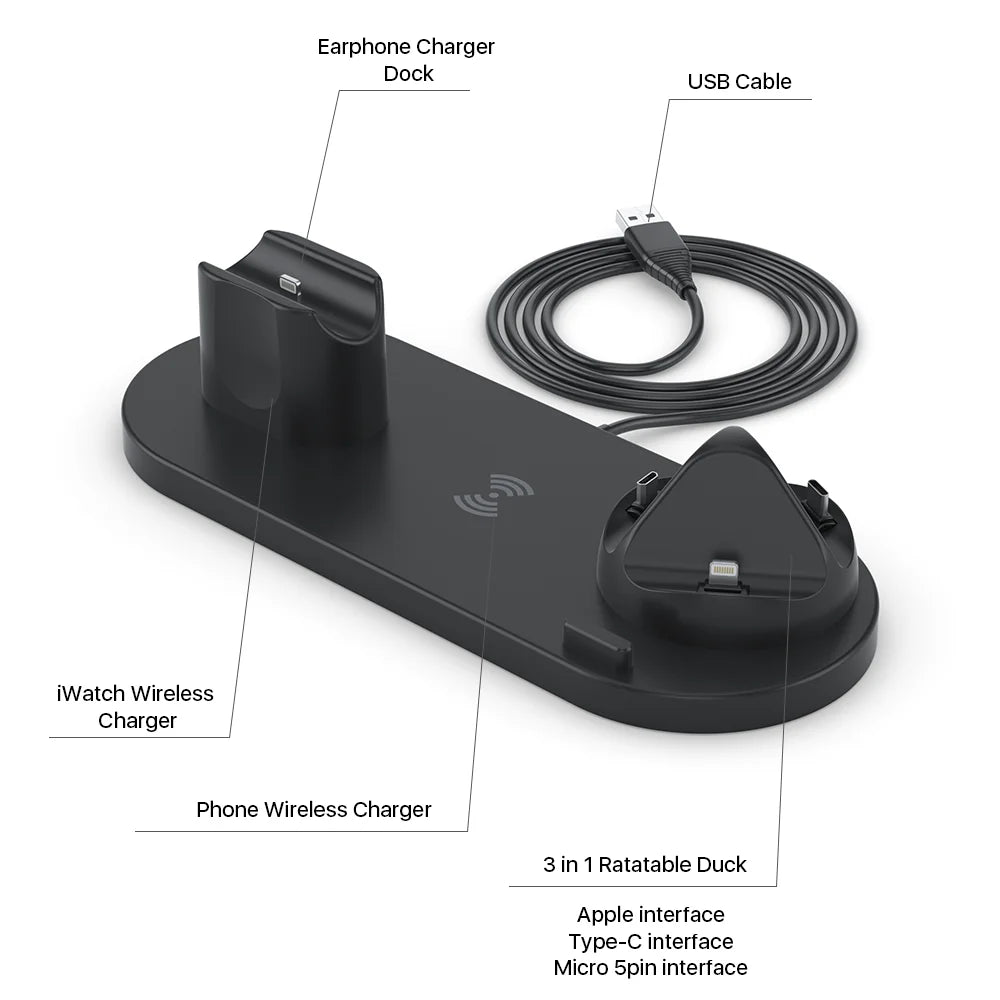  6 in 1 Wireless Charging Station Stand for Multiple Devices