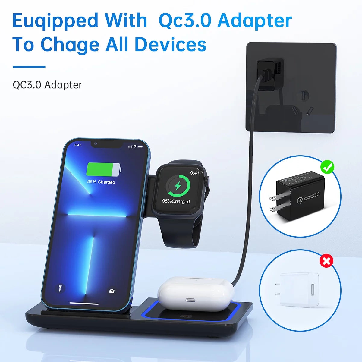 3 in 1 Wireless Charging Stand 