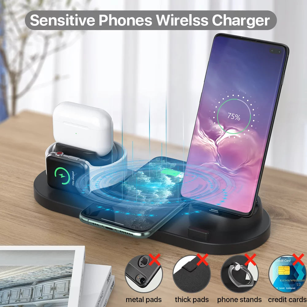  6 in 1 Wireless Charging Station Stand for Multiple Devices