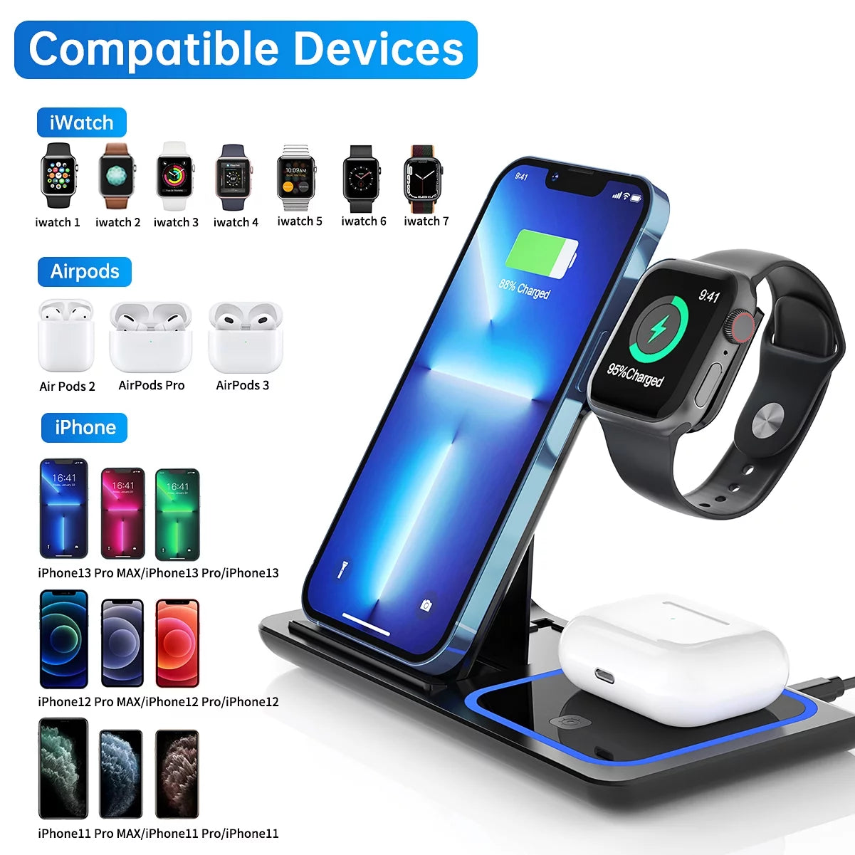 3 in 1 Wireless Charging Stand 